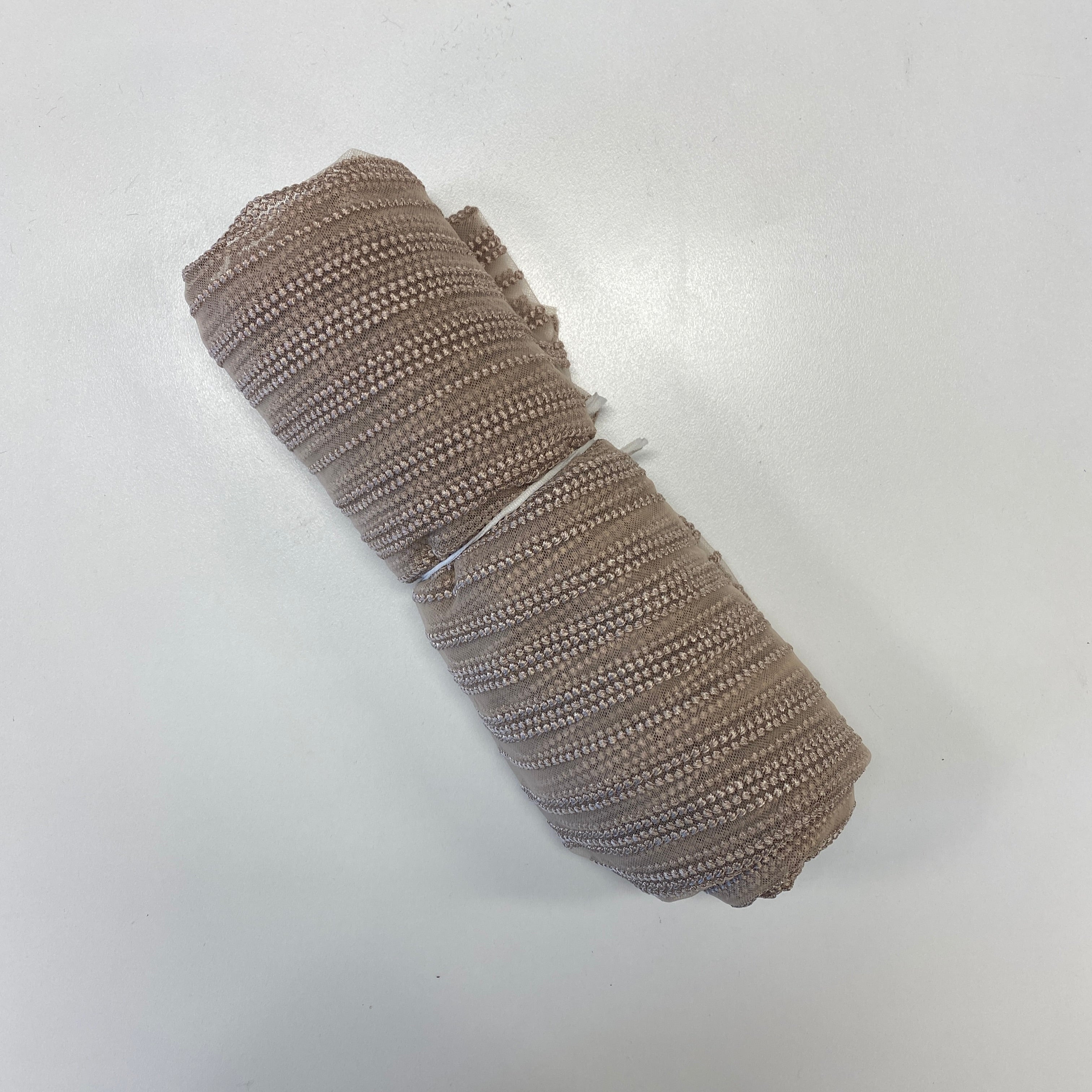 Remnant Linear Spot Stripe Embroidered Tulle (LV10975) - Skin