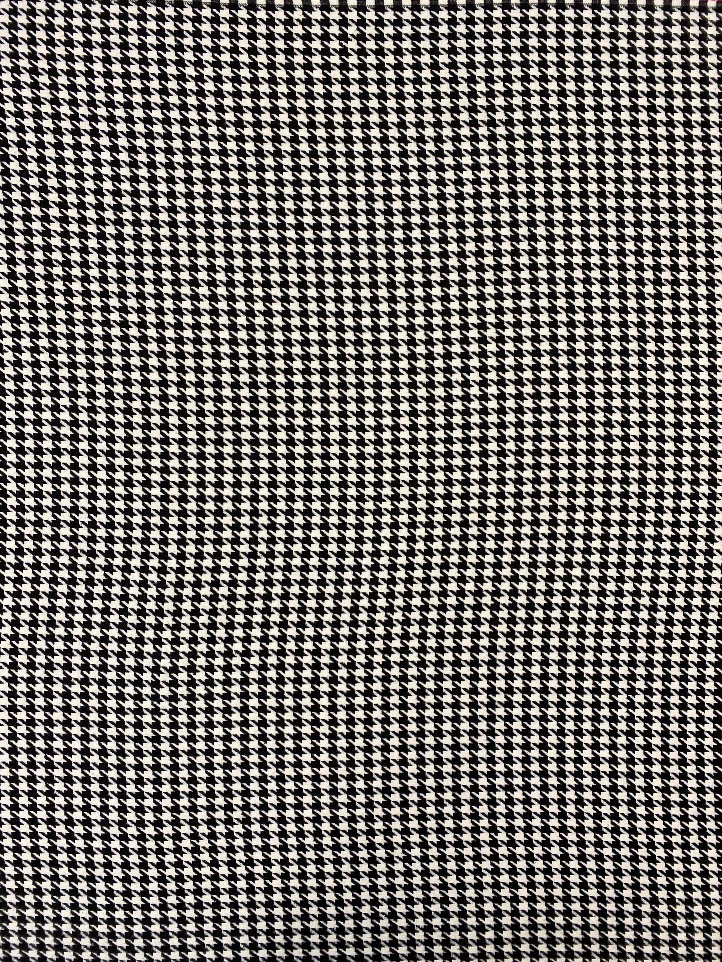 White Italian Wool Tweed — a heavyweight wool-cotton blend tweed with a houndstooth pattern and soft brushed handle, 150cm wide