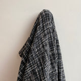 Remnant Italian Wool Blend Boucle - Black / White / Navy