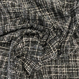 Remnant Italian Wool Blend Boucle - Black / White / Navy