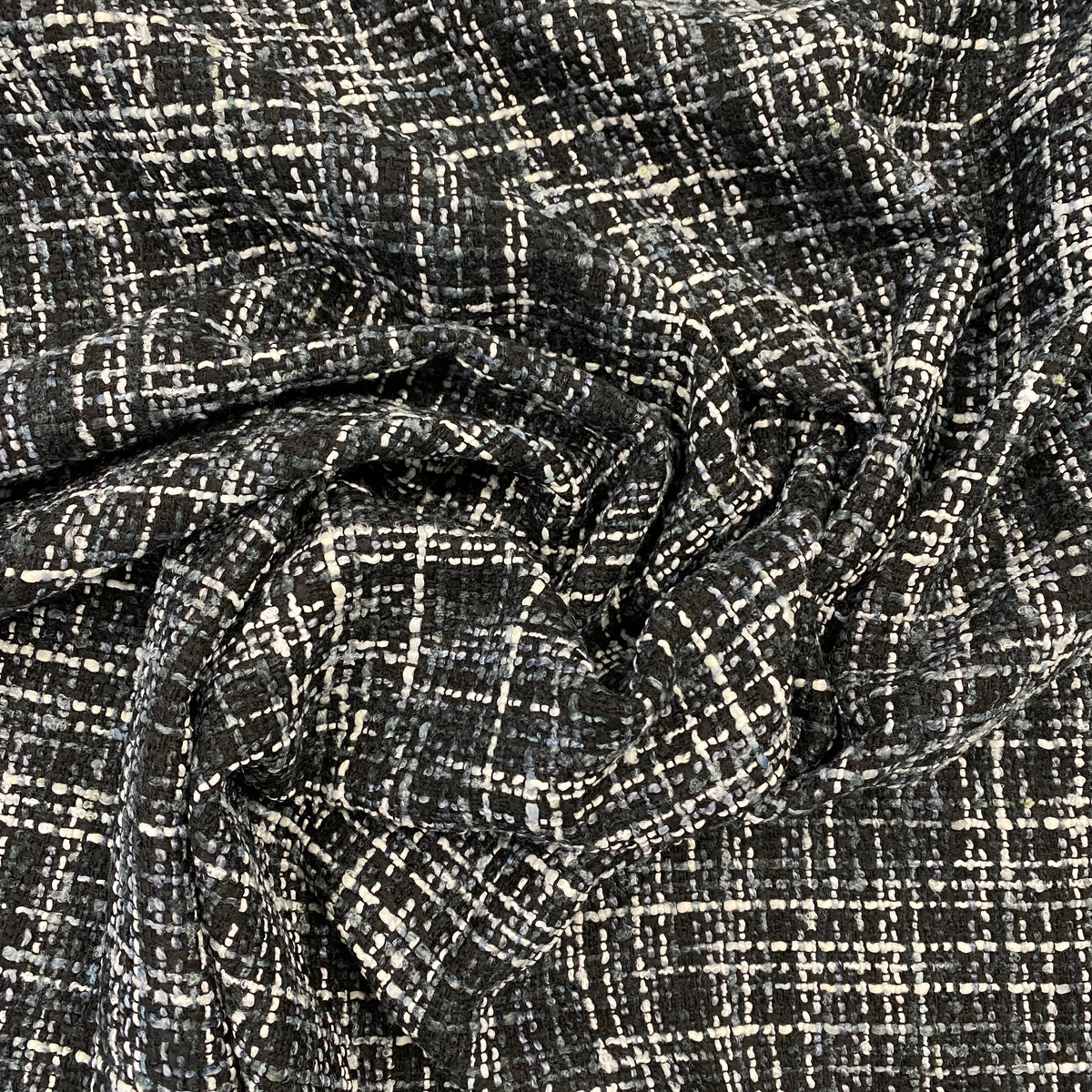 Remnant Italian Wool Blend Boucle - Black / White / Navy