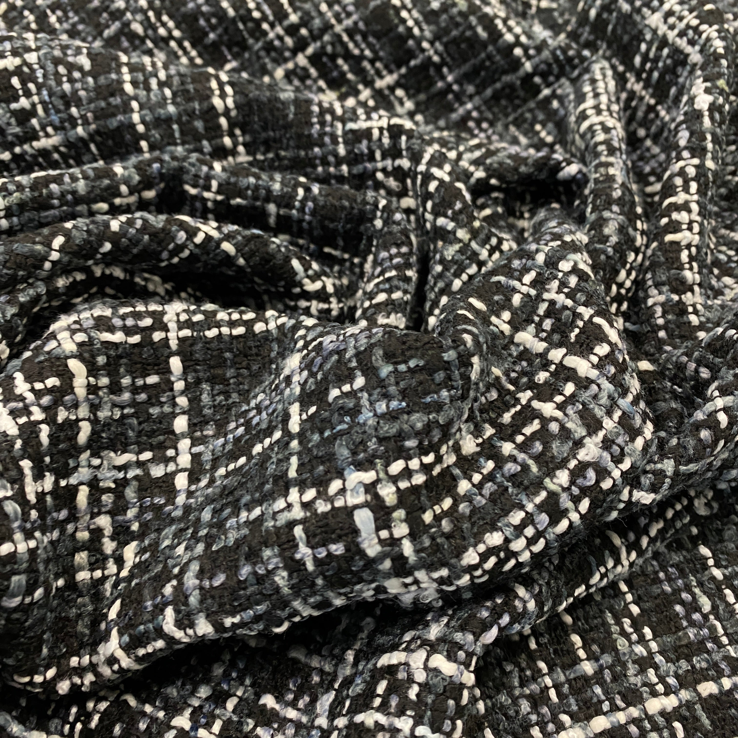 Italian Wool Blend Boucle - Black / White