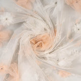 3D Floral Embellished Tulle (K25893) - Ivory / Pink