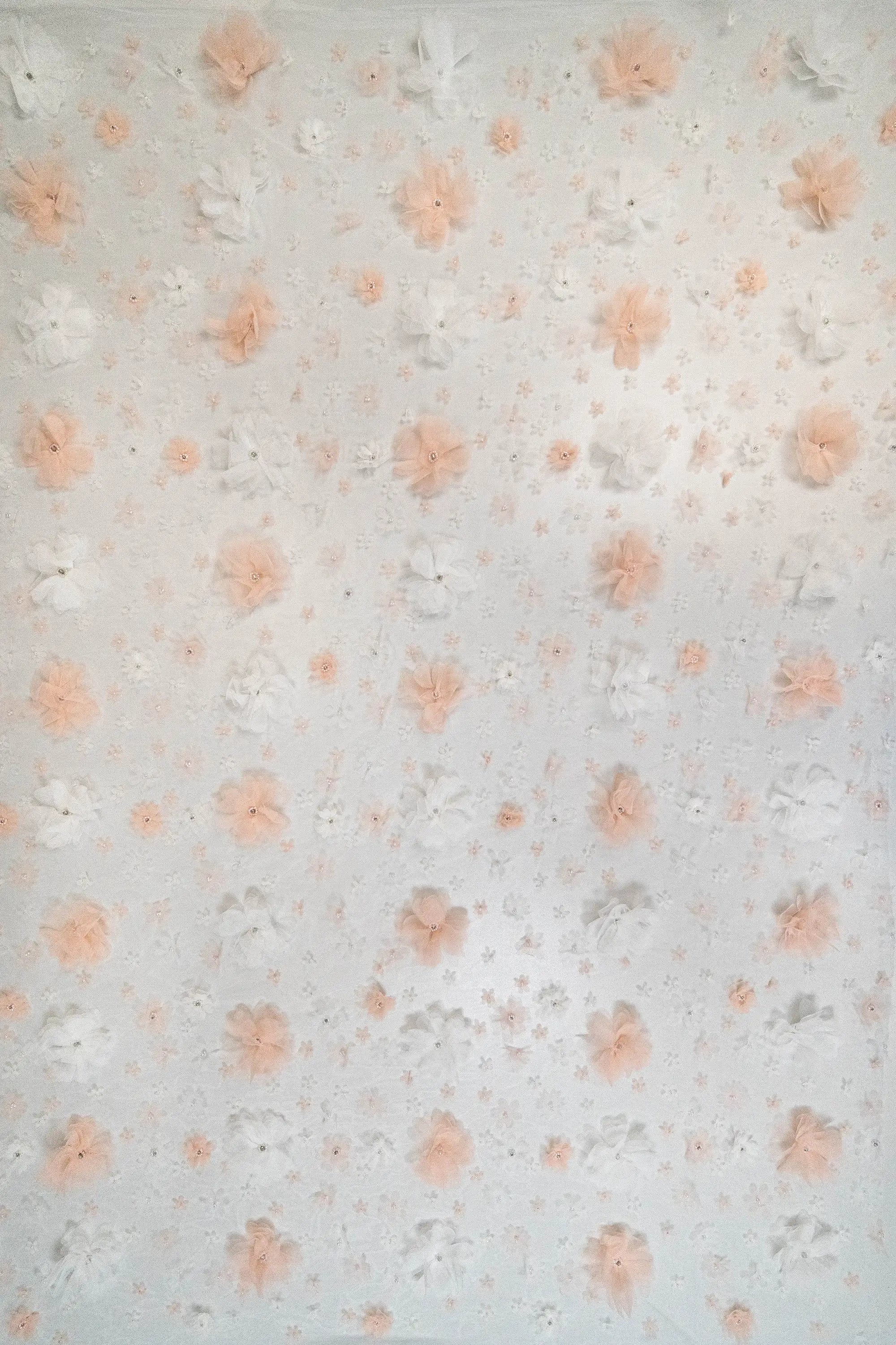 3D Floral Embellished Tulle (K25893) - Ivory / Pink