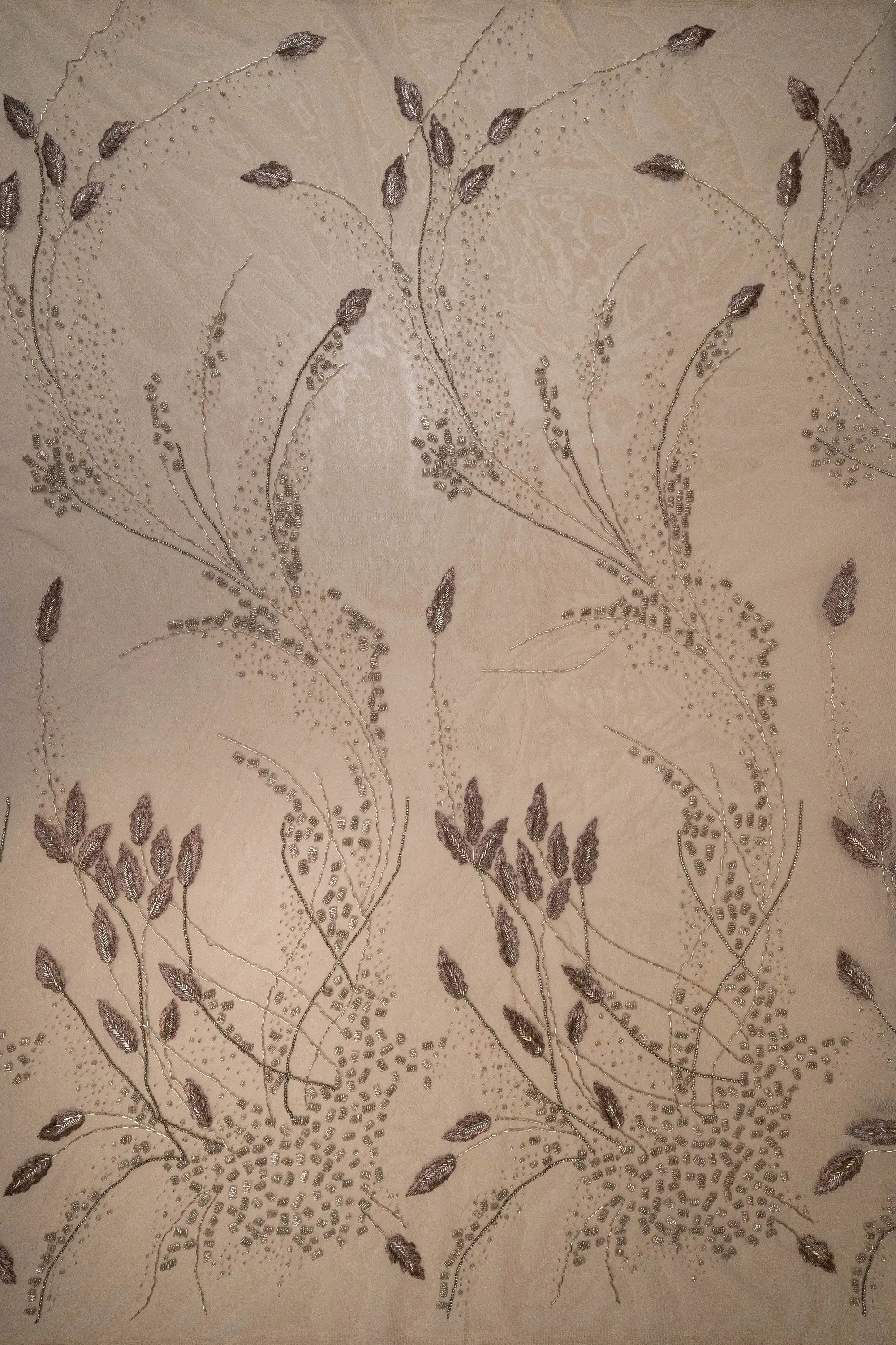 Foxtail Botanical Embellished Tulle (K26286) - Sand