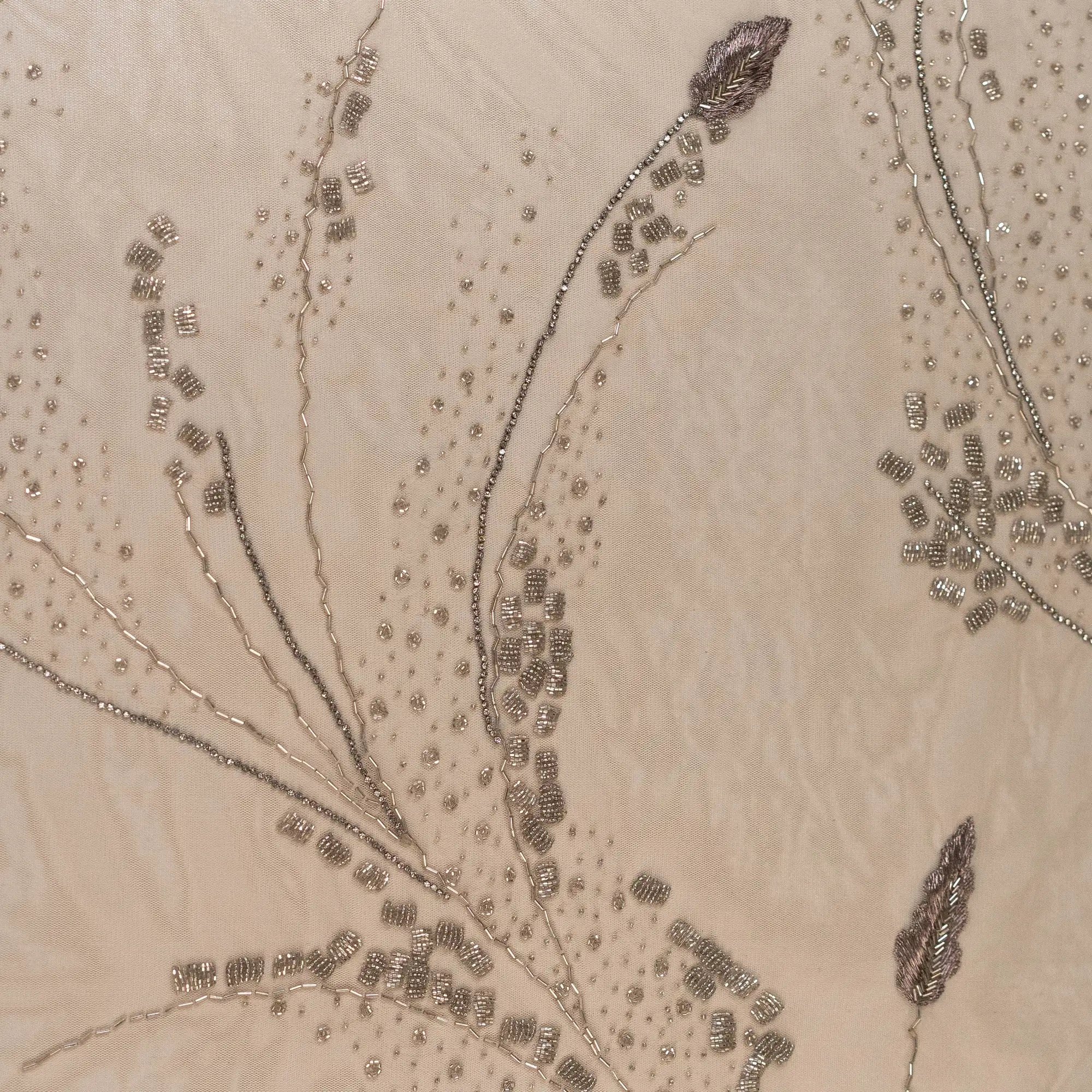 Foxtail Botanical Embellished Tulle (K26286) - Sand