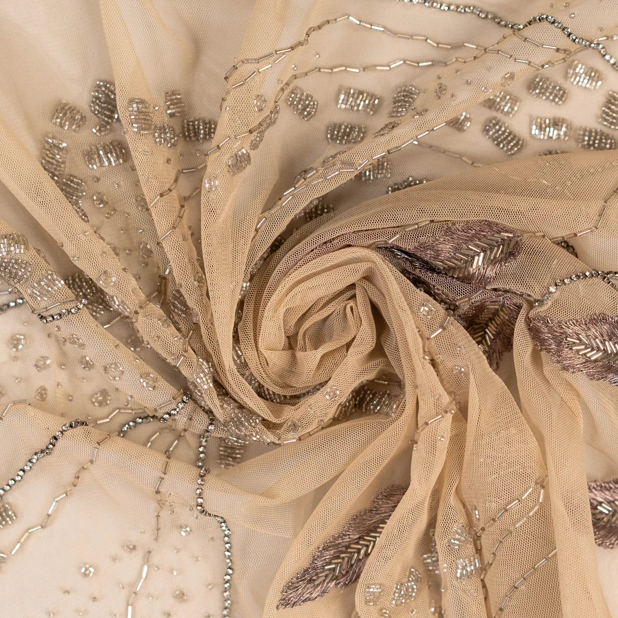 Foxtail Botanical Embellished Tulle (K26286) - Sand