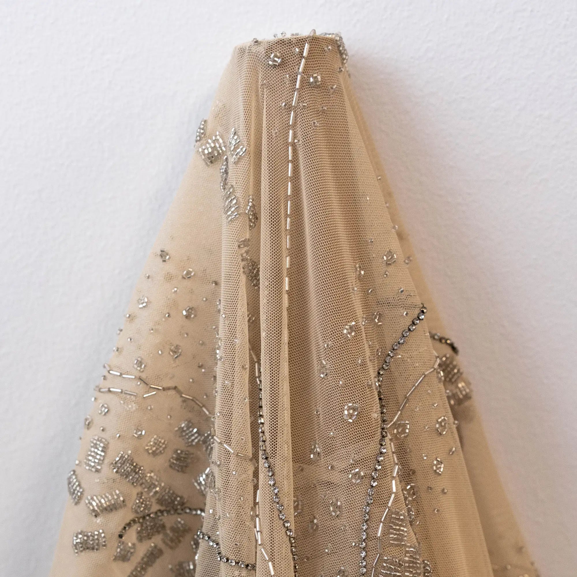Foxtail Botanical Embellished Tulle (K26286) - Sand