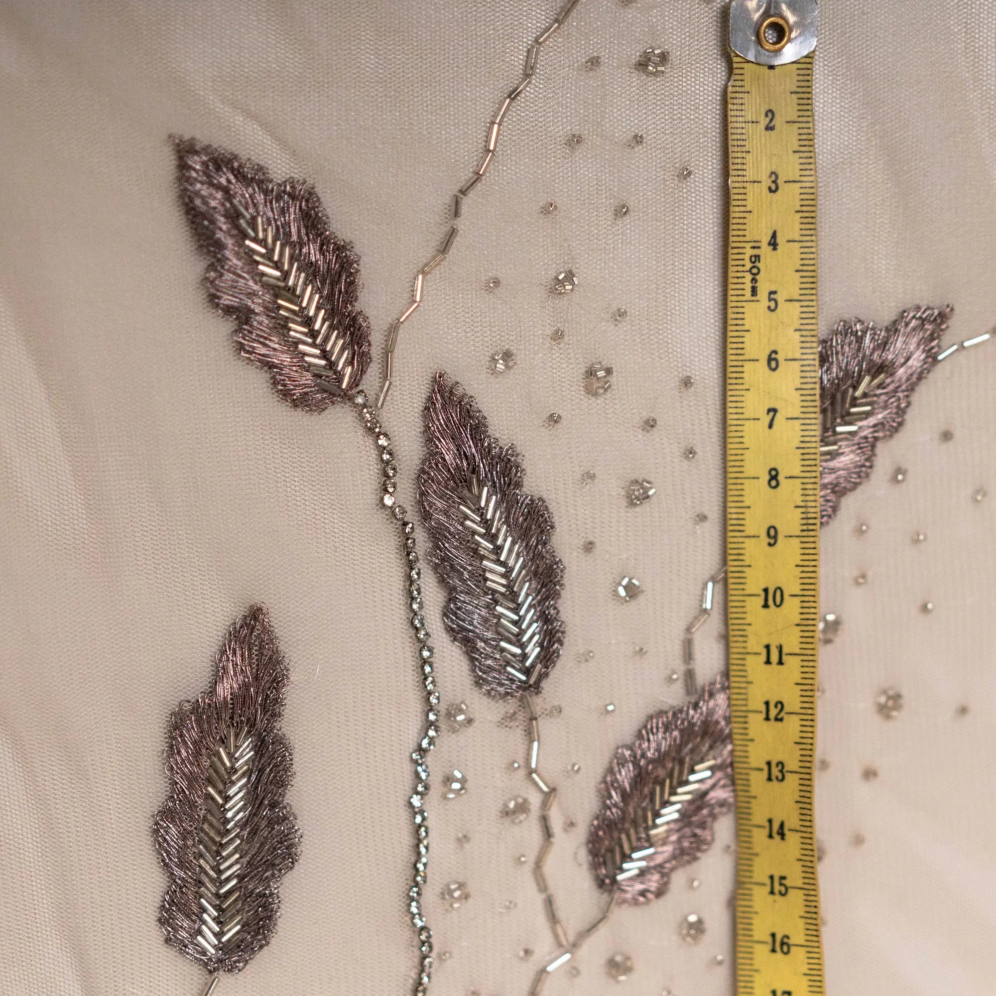Foxtail Botanical Embellished Tulle (K26286) - Sand