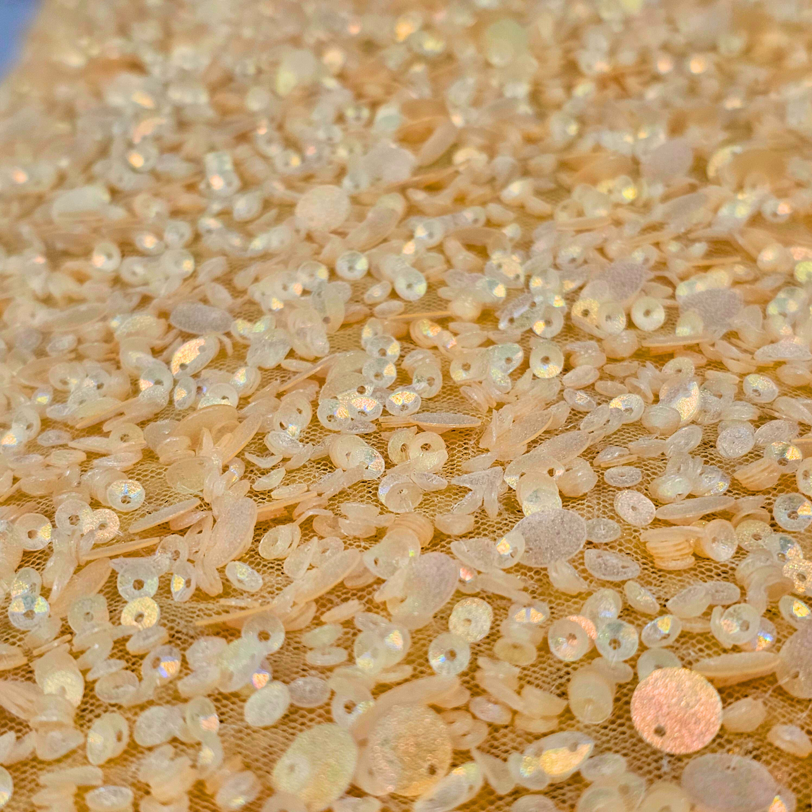 Gold Sequin Tulle — featuring hand-beading and sequins, 100% nylon, 110cm wide