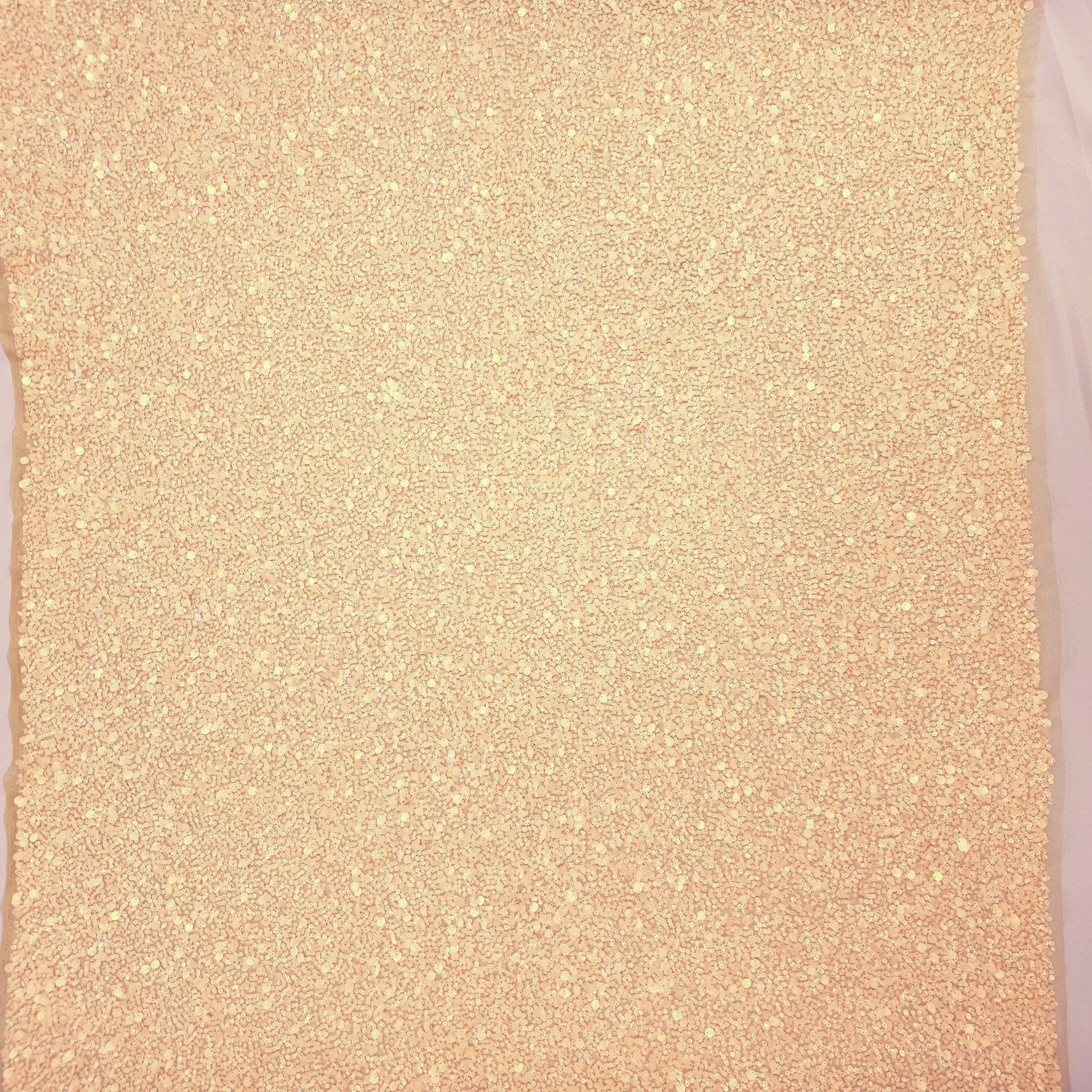 Gold Sequin Tulle — featuring hand-beading and sequins, 100% nylon, 110cm wide