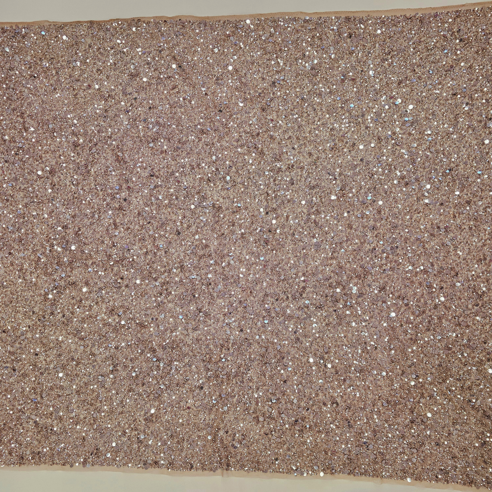 Taupe Sequin Tulle — featuring hand-beading and sequins, 100% nylon, 110cm wide
