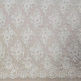 Mid Ivory Floral Corded Lace — featuring scalloped edges, floral motifs and a corded texture, 140cm wide