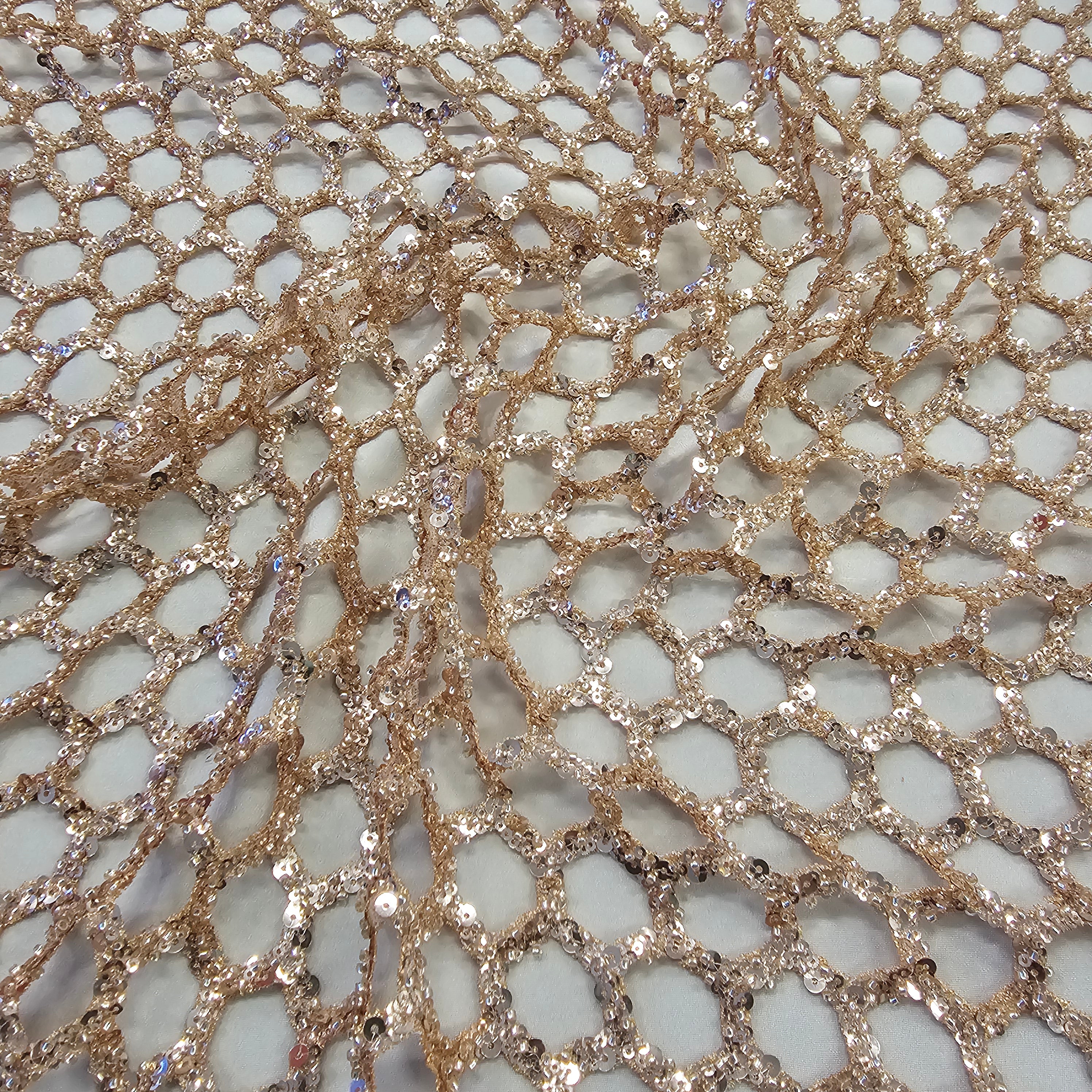 Sequined Honeycomb Net LV13194 Copper