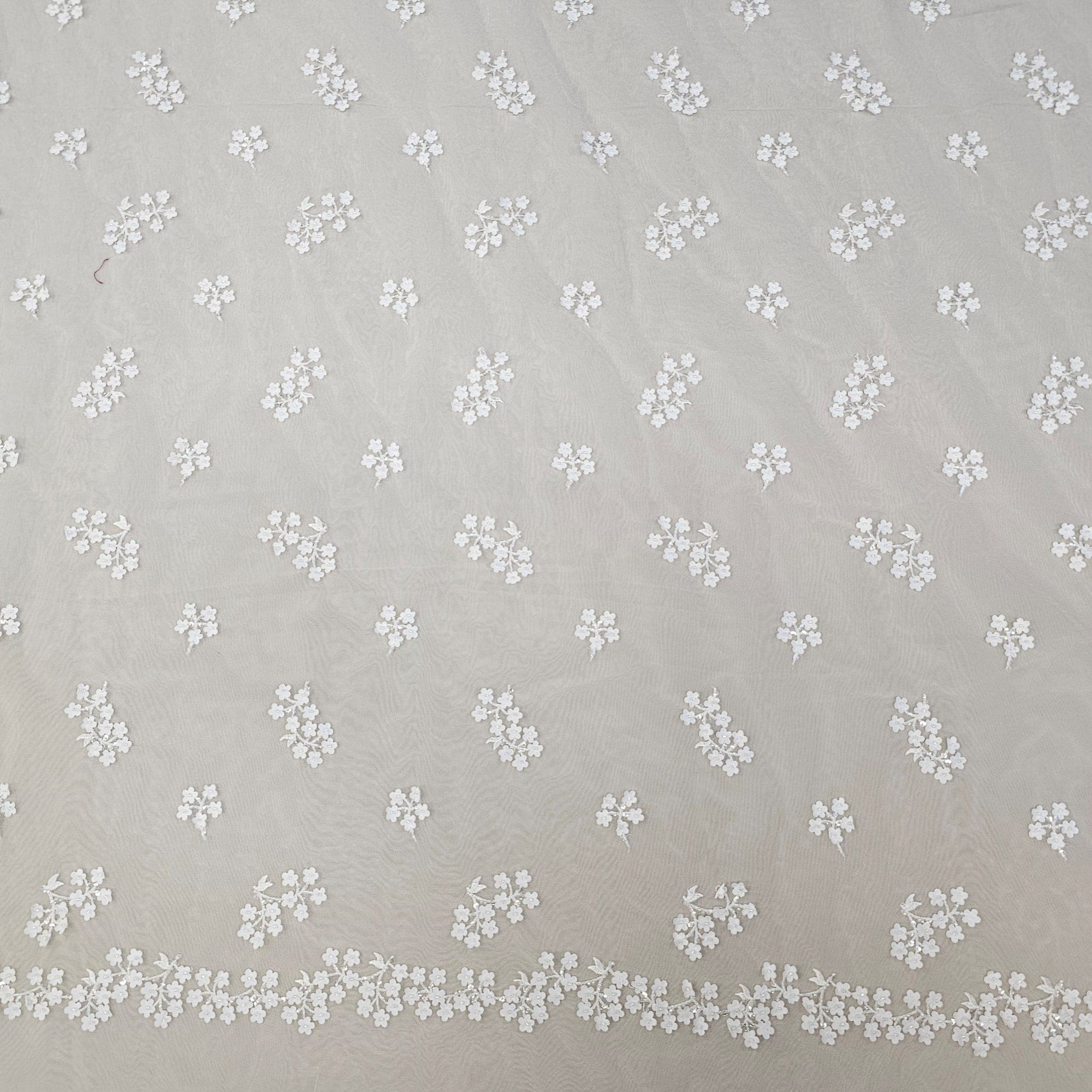 Ivory 3D Floral Tulle — featuring floral motifs, a 3D floral design and a border design, 50% nylon 50% rayon, 130cm wide