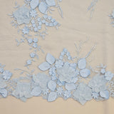 Cornflower Embellished 3-D Floral Tulle — featuring laser-cut 3-D floral bouquets and a bordered design