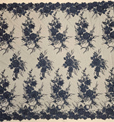 Navy Embellished 3-D Floral Tulle — featuring laser-cut 3-D floral bouquets and a bordered design