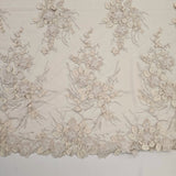Sand Embellished 3-D Floral Tulle — featuring laser-cut 3-D floral bouquets and a bordered design