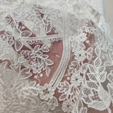 Ivory Embroidered Corded Tulle — featuring scalloped edges and a corded texture, 60% rayon 40% nylon, 130cm wide