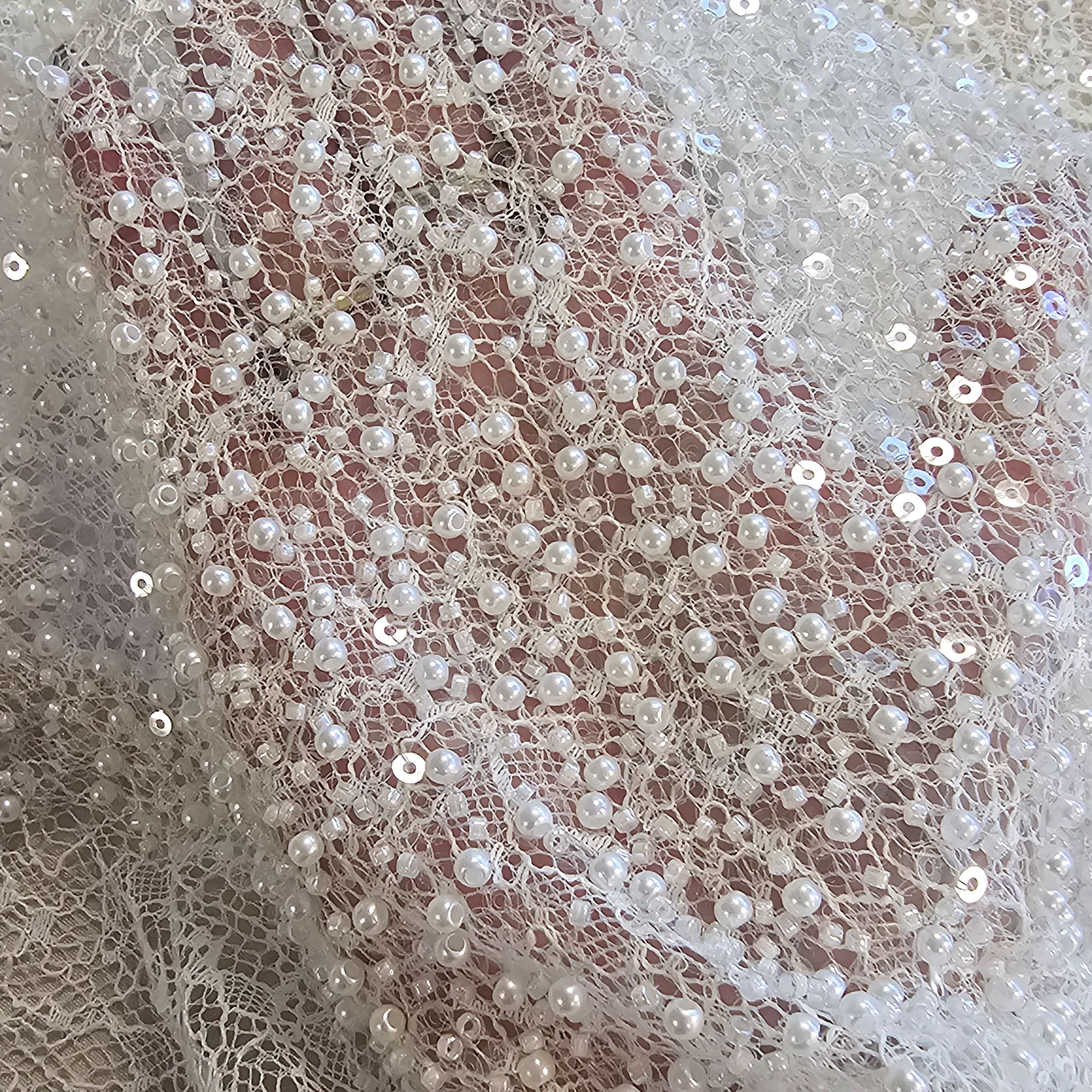 Ivory Beaded Cobweb Net