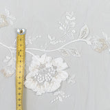 3D Chiffon Flower Embroidered Tulle (LV14772) - Ivory