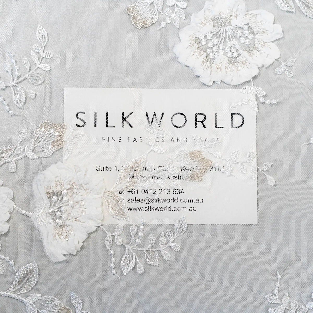 3D Chiffon Flower Embroidered Tulle (LV14772) - Ivory