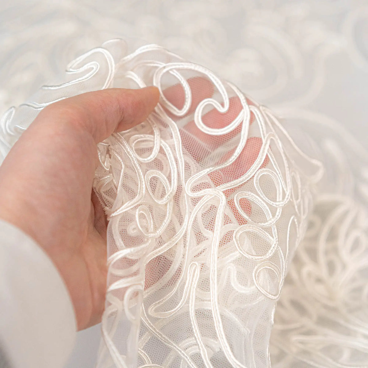 Soutache Embroidered Tulle (LV14766) - Ivory