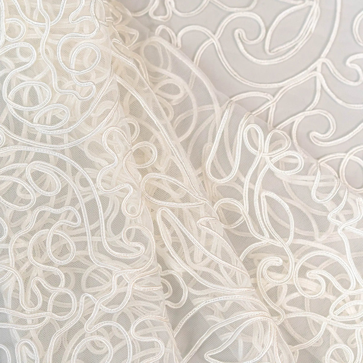 Soutache Embroidered Tulle (LV14766) - Ivory