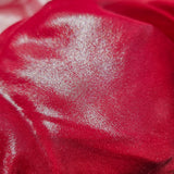 Red Metallic Poly Chiffon — a lightweight chiffon with a metallic foil print, 100% polyester