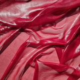 Red Metallic Poly Chiffon — a lightweight chiffon with a metallic foil print, 100% polyester