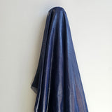 Navy Metallic Poly Chiffon — a lightweight chiffon with a metallic foil print, 100% polyester
