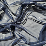 Navy Metallic Poly Chiffon — a lightweight chiffon with a metallic foil print, 100% polyester