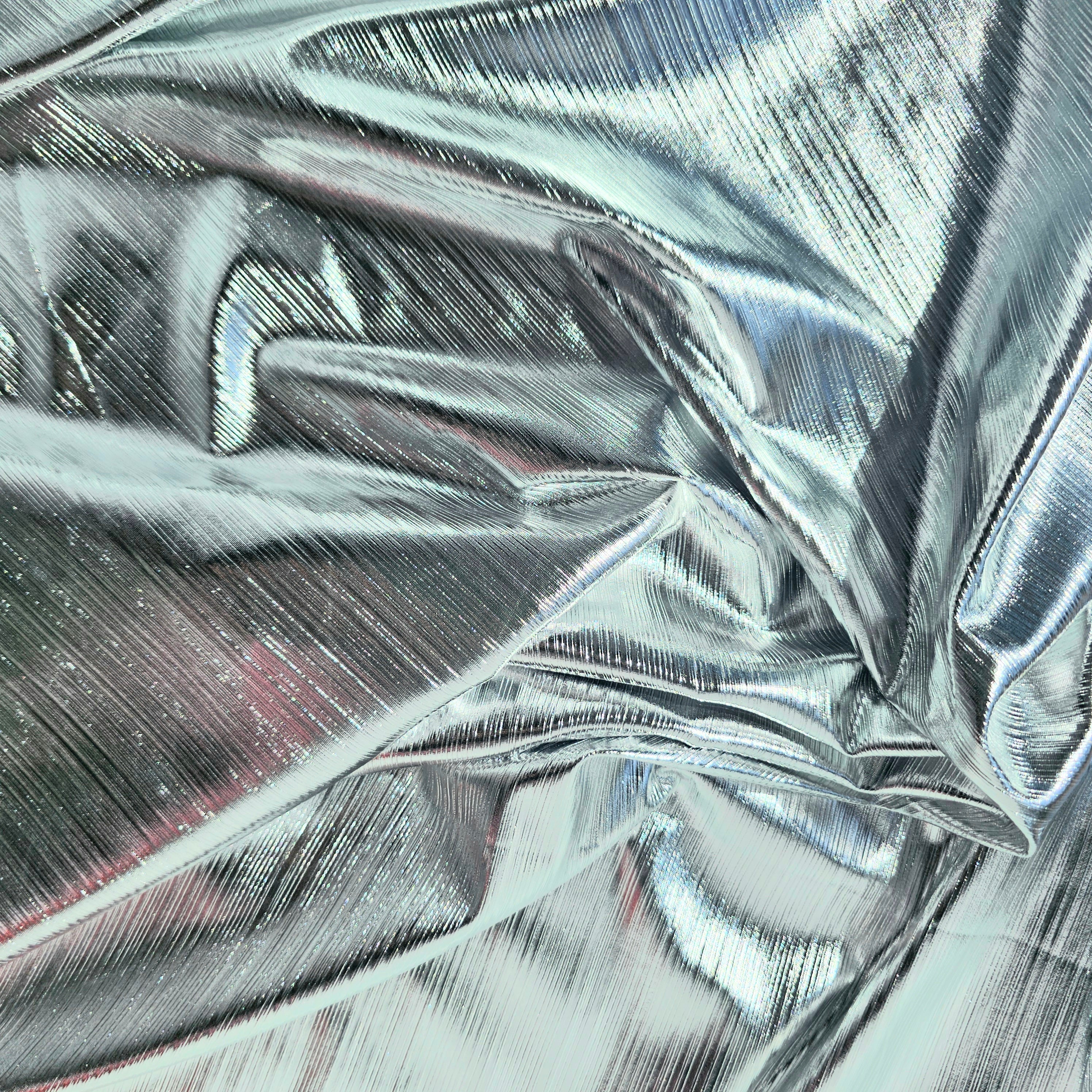 White Metallic Knit — a soft knit with a metallic sheen