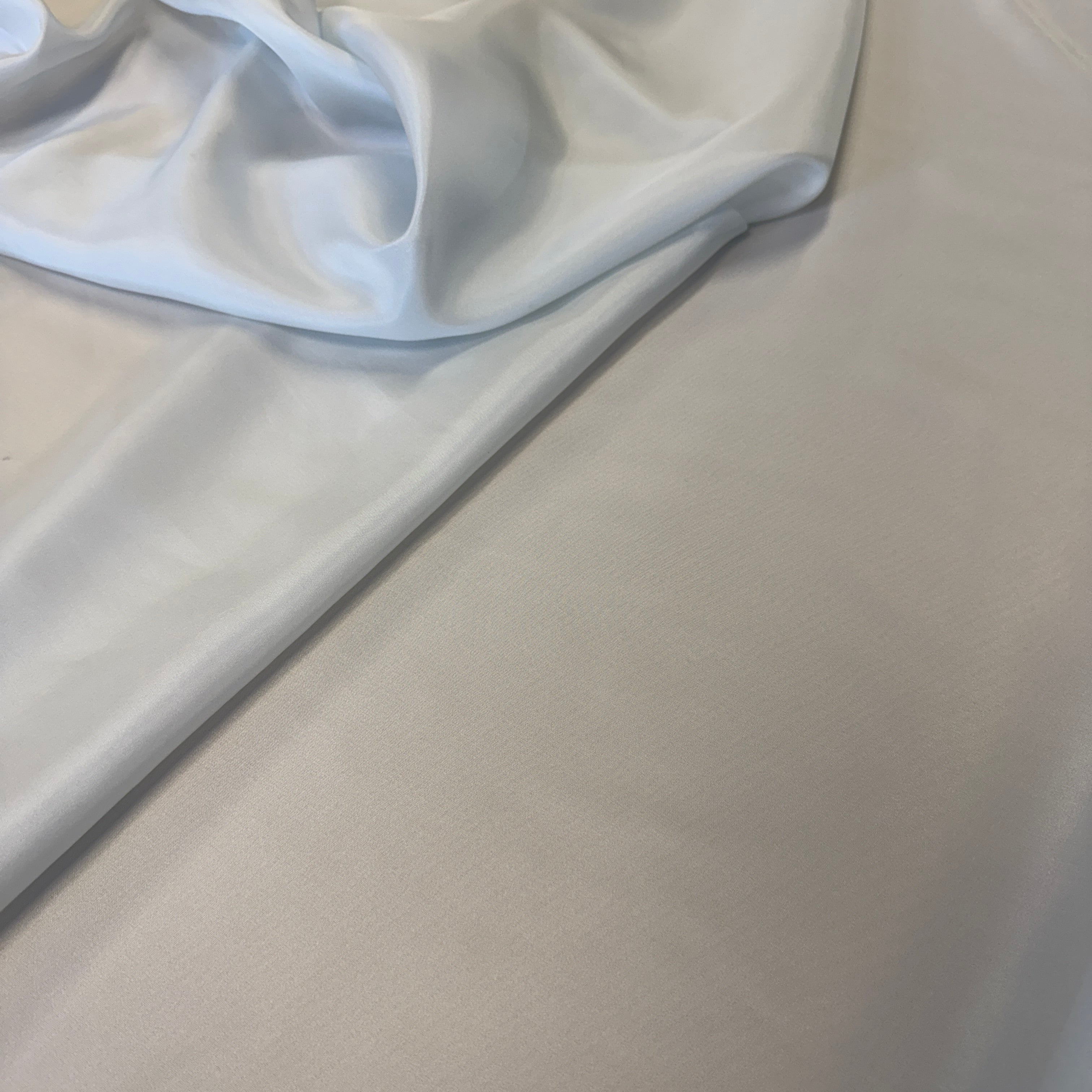 Pale Blue Habotai — soft with a light, airy drape and a smooth satin finish, 100% mulberry silk, 140cm wide