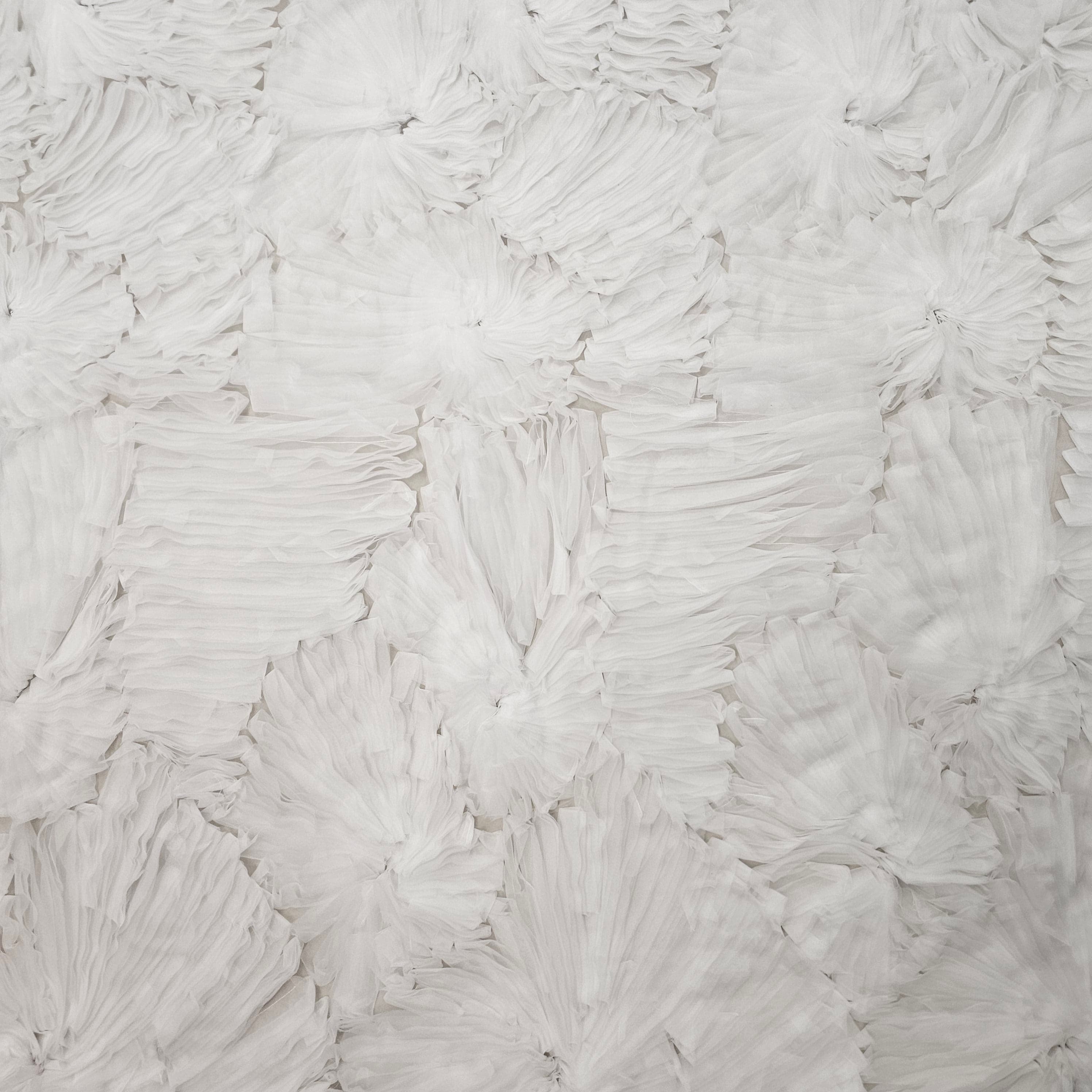 Ivory Organza Ruffle Tulle — featuring geometric motifs, 100% nylon, 140cm wide