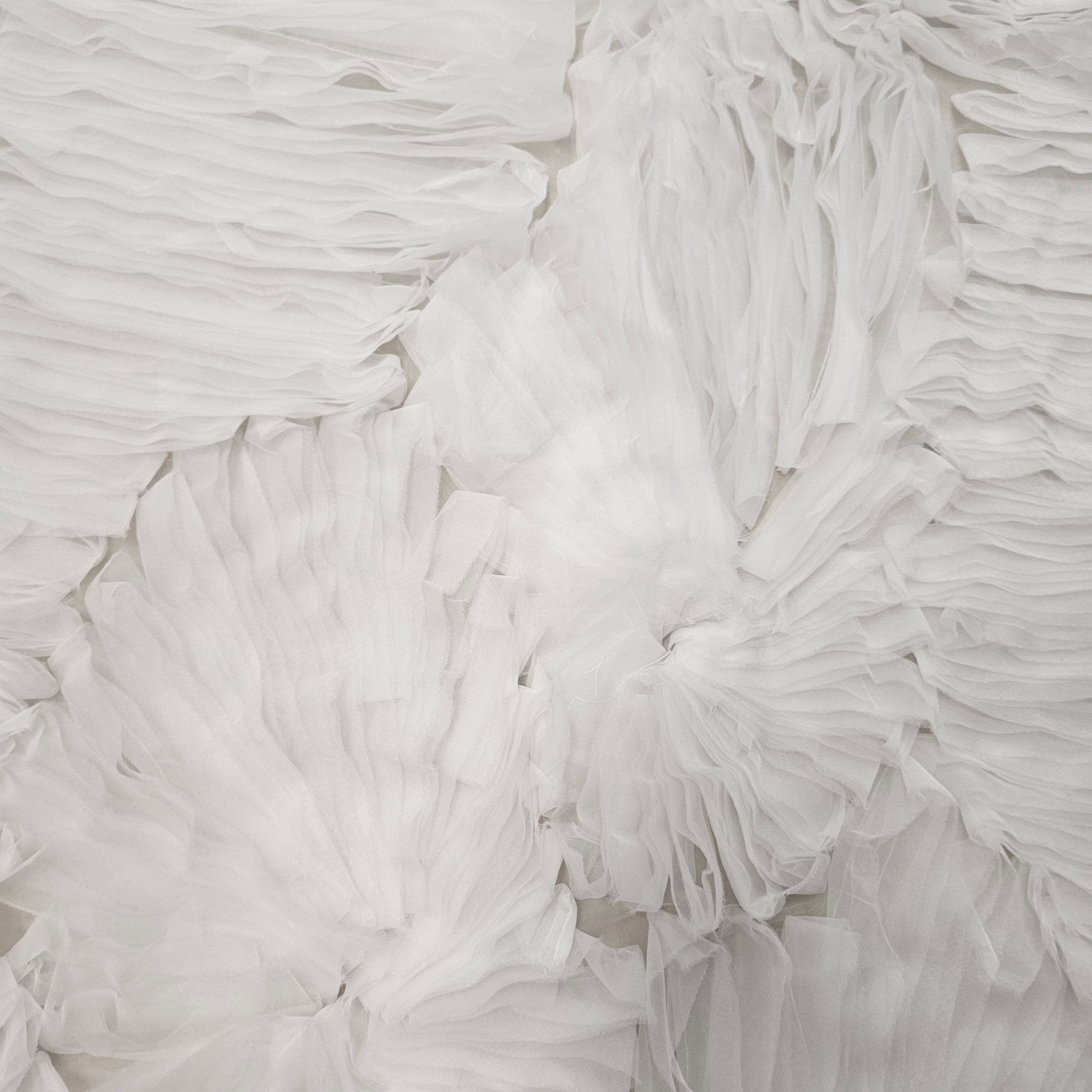 Ivory Organza Ruffle Tulle — featuring geometric motifs, 100% nylon, 140cm wide