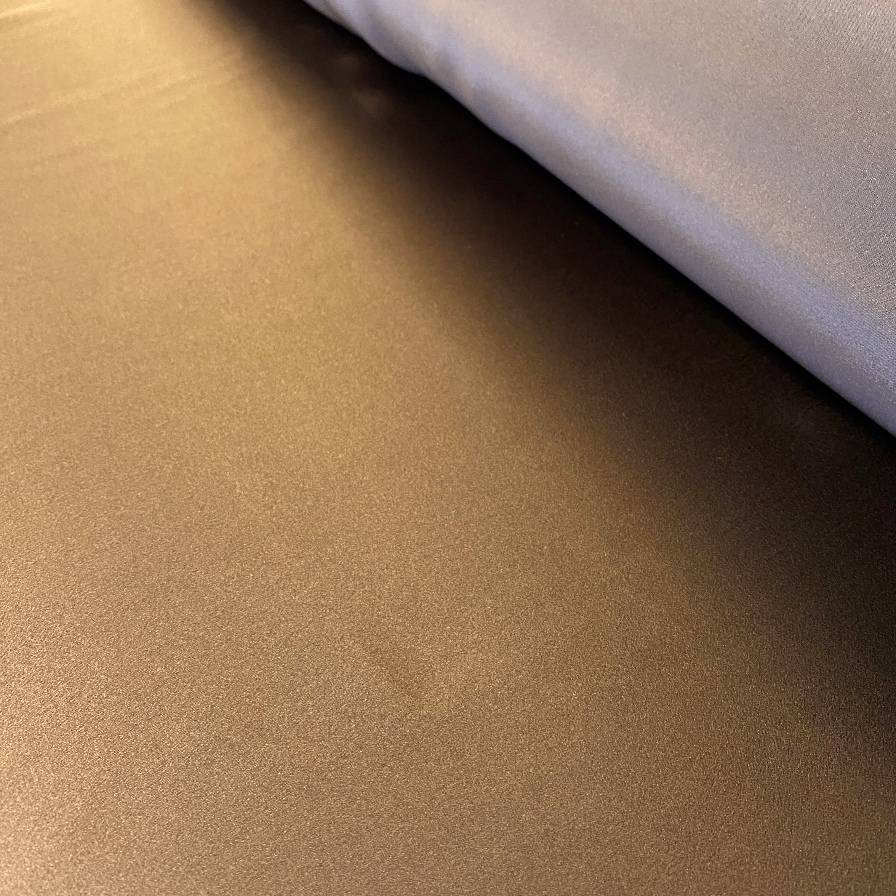 Dark Chocolate Sandwash Satin — lightweight and soft with a smooth luster satin finish, 100% mulberry silk, 140cm wide