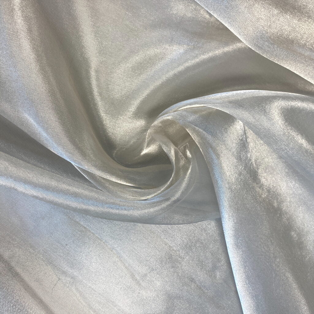Silver Tissue Organza — a very fine, lightweight sheer organza, 110cm wide