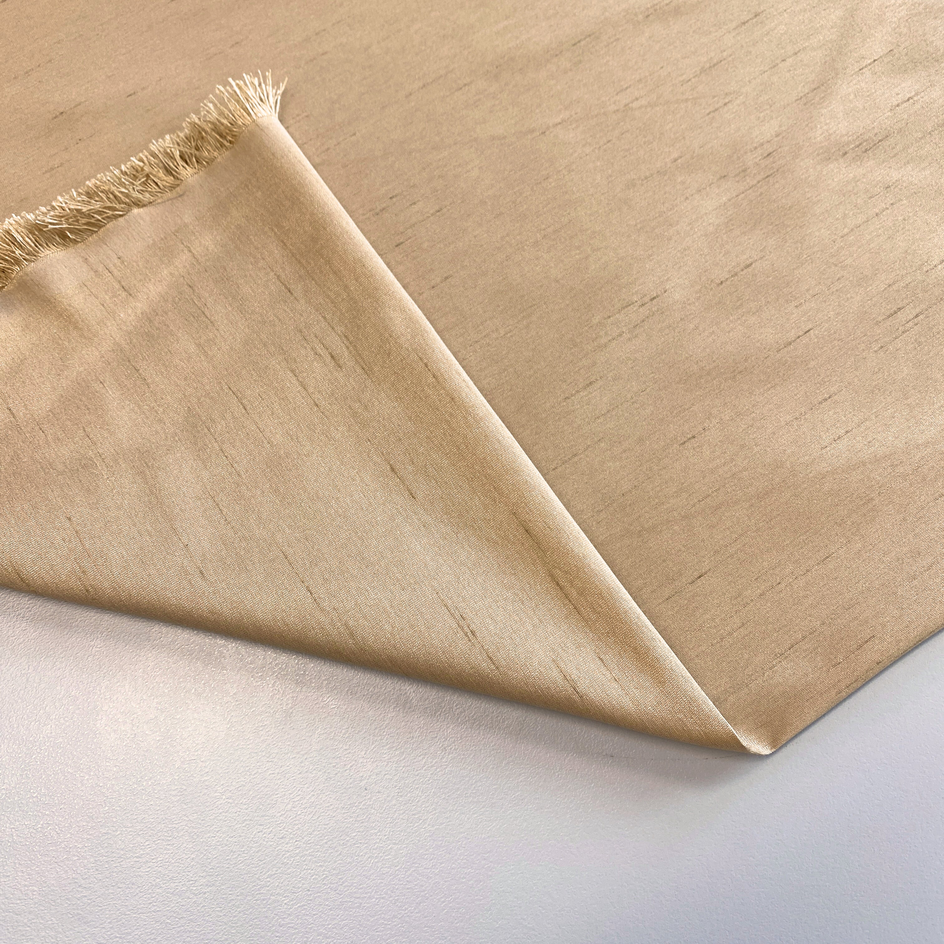 Nude Polyester Dupion — mid-weight and crisp with a lightly slubbed texture, 100% polyester, 140cm wide