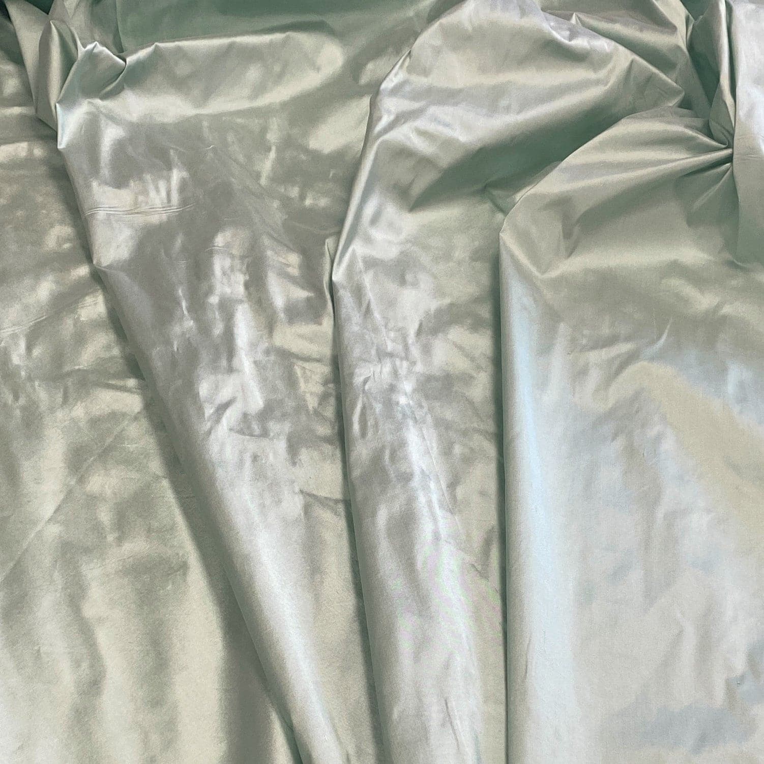 Spearmint Silk Dupion — mid-weight and crisp with a lightly slubbed texture, 100% silk, 137cm wide