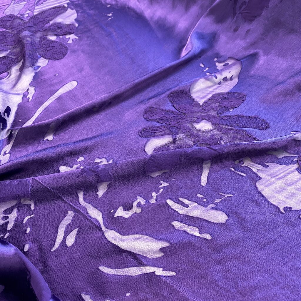 Printed Silk Devore - Purple (108cm)