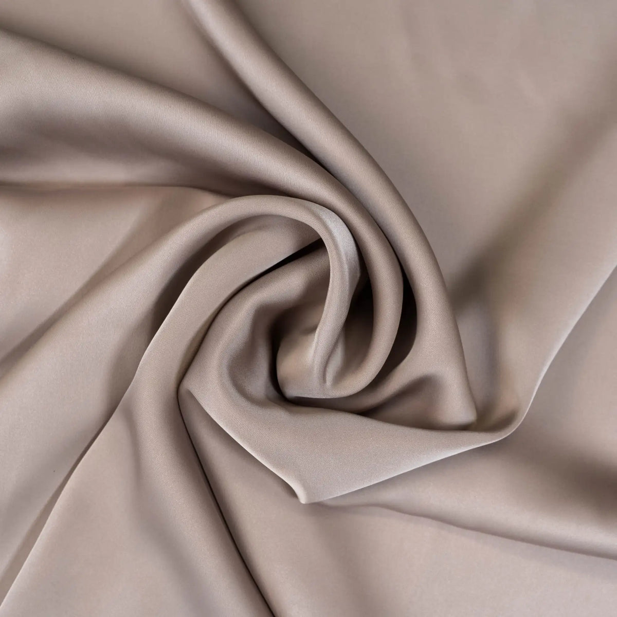 Almond Faux Acetate Satin — mid-weight double-faced polyester satin with a delustered finish, fluid drape and slight stretch