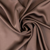 Coffee Faux Acetate Satin — mid-weight double-faced polyester satin with a delustered finish, fluid drape and slight stretch