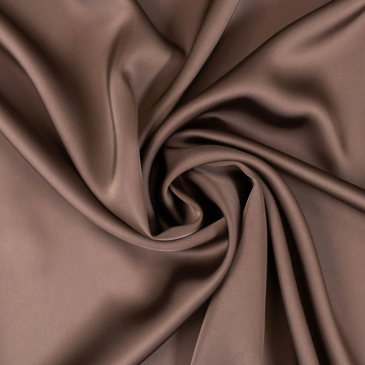 Coffee Faux Acetate Satin — mid-weight double-faced polyester satin with a delustered finish, fluid drape and slight stretch