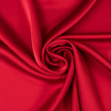Deep Red Faux Acetate Satin — mid-weight double-faced polyester satin with a delustered finish, fluid drape and slight stretch