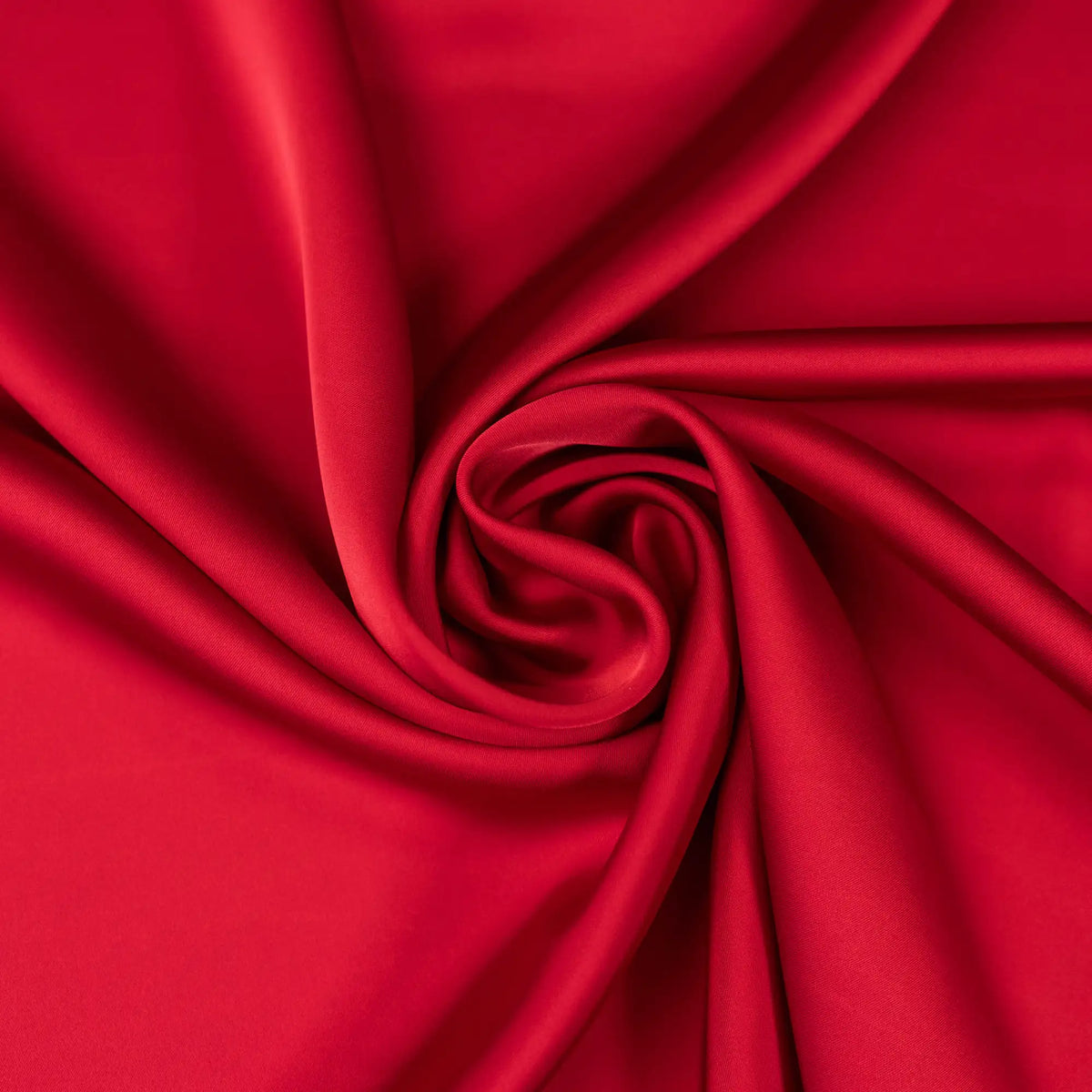Deep Red Faux Acetate Satin — mid-weight double-faced polyester satin with a delustered finish, fluid drape and slight stretch