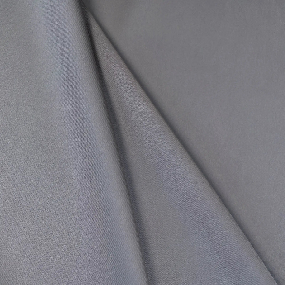 Grey Faux Acetate Satin — mid-weight double-faced polyester satin with a delustered finish, fluid drape and slight stretch