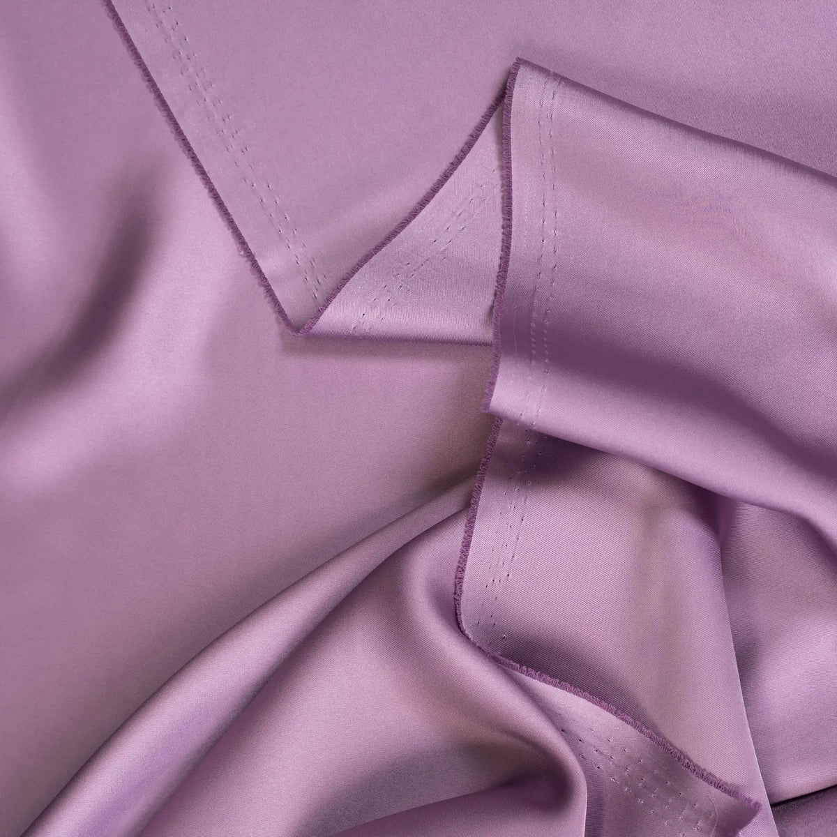 Lavender Faux Acetate Satin — mid-weight double-faced polyester satin with a delustered finish, fluid drape and slight stretch
