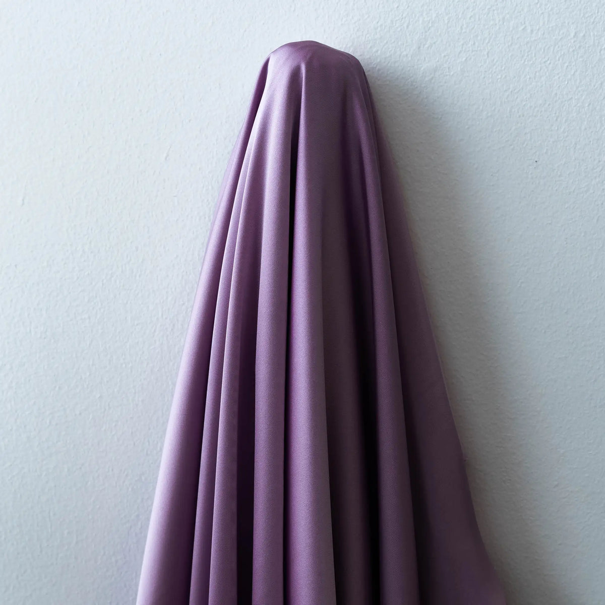 Lavender Faux Acetate Satin — mid-weight double-faced polyester satin with a delustered finish, fluid drape and slight stretch