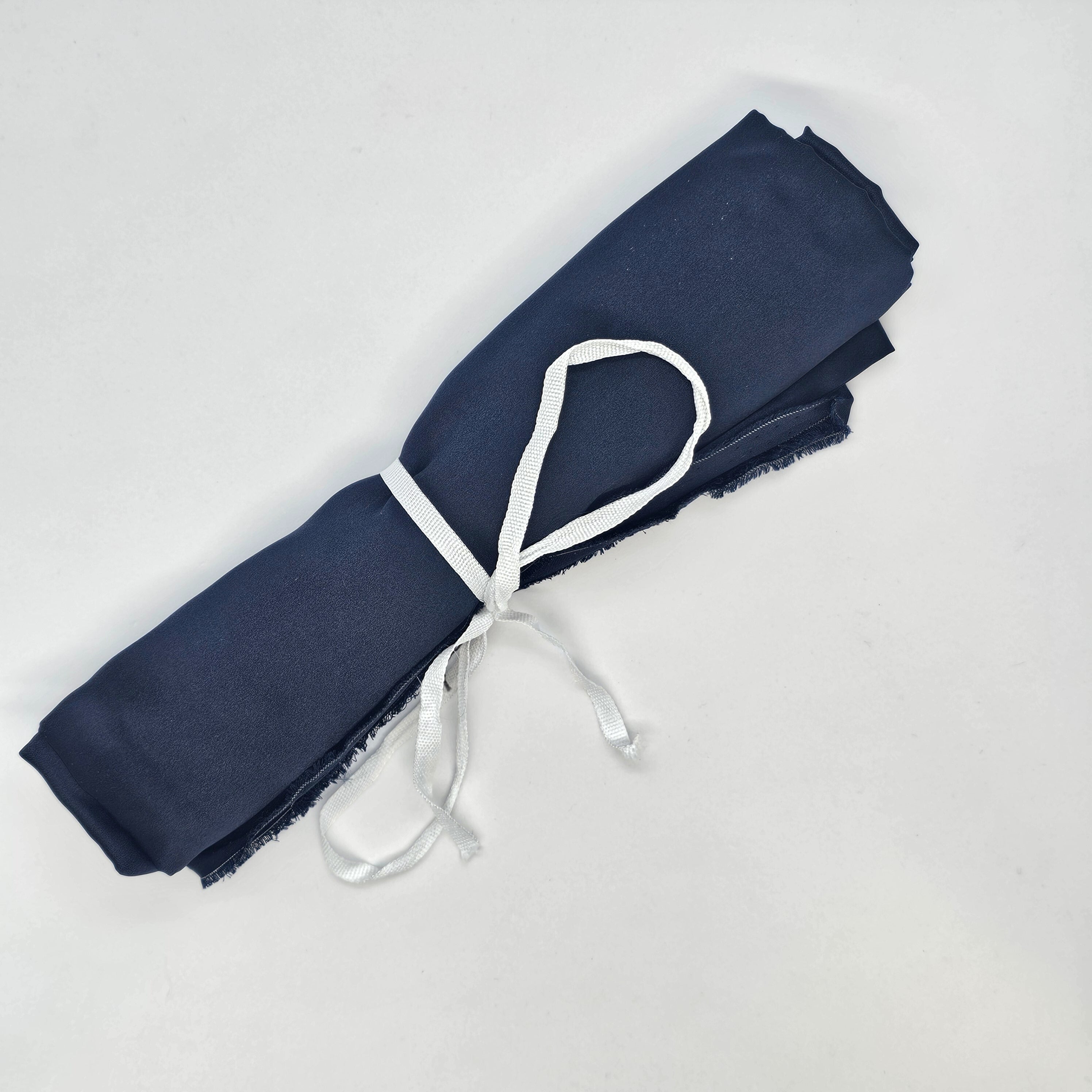 Navy Silk Cotton Voile — lightweight with a soft drape, a subtle texture and a low-sheen luster finish, 30% mulberry silk, 70% cotton, 137cm wide